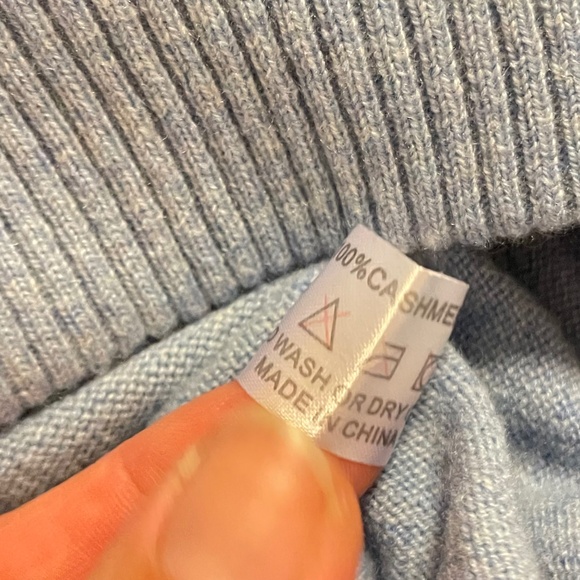 Tom James Cashmere Quarter Zip Sweater Blue L Quiet Luxury Old Money Ivy League - Picture 7 of 11
